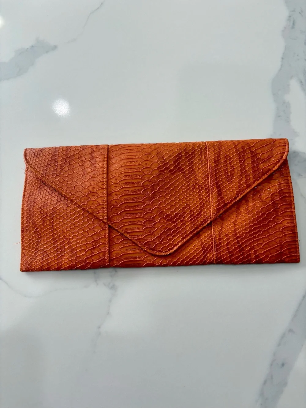 Orange Textured Envelope Clutch - Women Bags